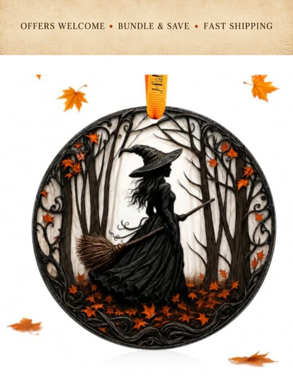 Halloween Witch Ornament Acrylic Hanging Decoration for Women